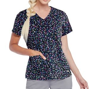 Grey's Anatomy Hearts of Hope Print Scrub Top